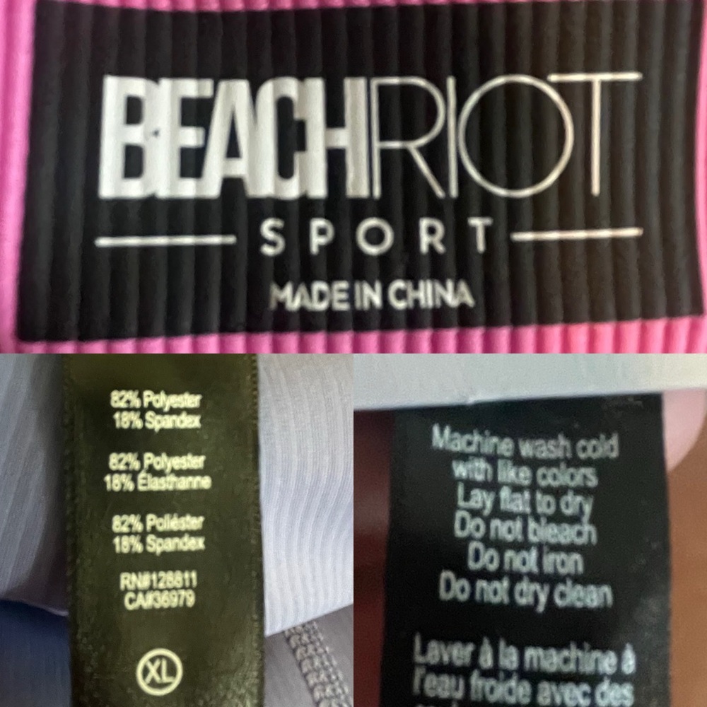 NWT Beach Riot Womens Leggings Pink Purple Color Block Ribbed 90’s Size XL